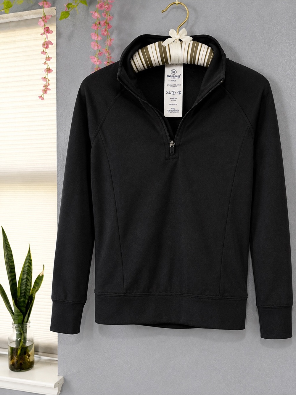 90 Degree By Reflex Black Quarter-Zip Pullover